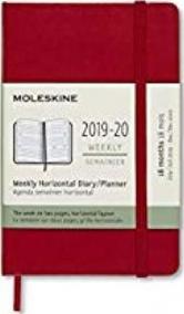 Moleskine: Horizontální diář 2019-2020 tvrdý červený S