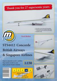 STS4412 Concorde British Airways - Singapore Airlines/papírový model v měřítku 1:150