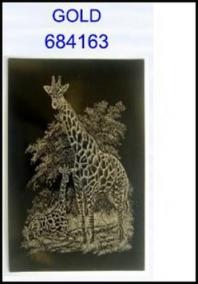 Škrabací obrázek A4 žirafa s mládětem GOLD