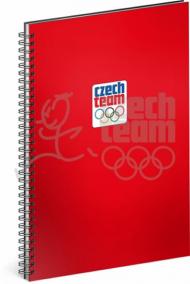 Blok - Český olympijský tým, červený, linkovaný, spirálový, A4
