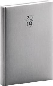 Diář 2019 - Capys - denní, stříbrný, 15 x 21 cm