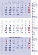 Kalendář nástěnný 2017 - 3měsíční/modrý s poznámkami a jmenným kalendáriem