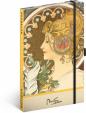 Notes Alfons Mucha – Pero, bodkovaný, 13 × 21 cm
